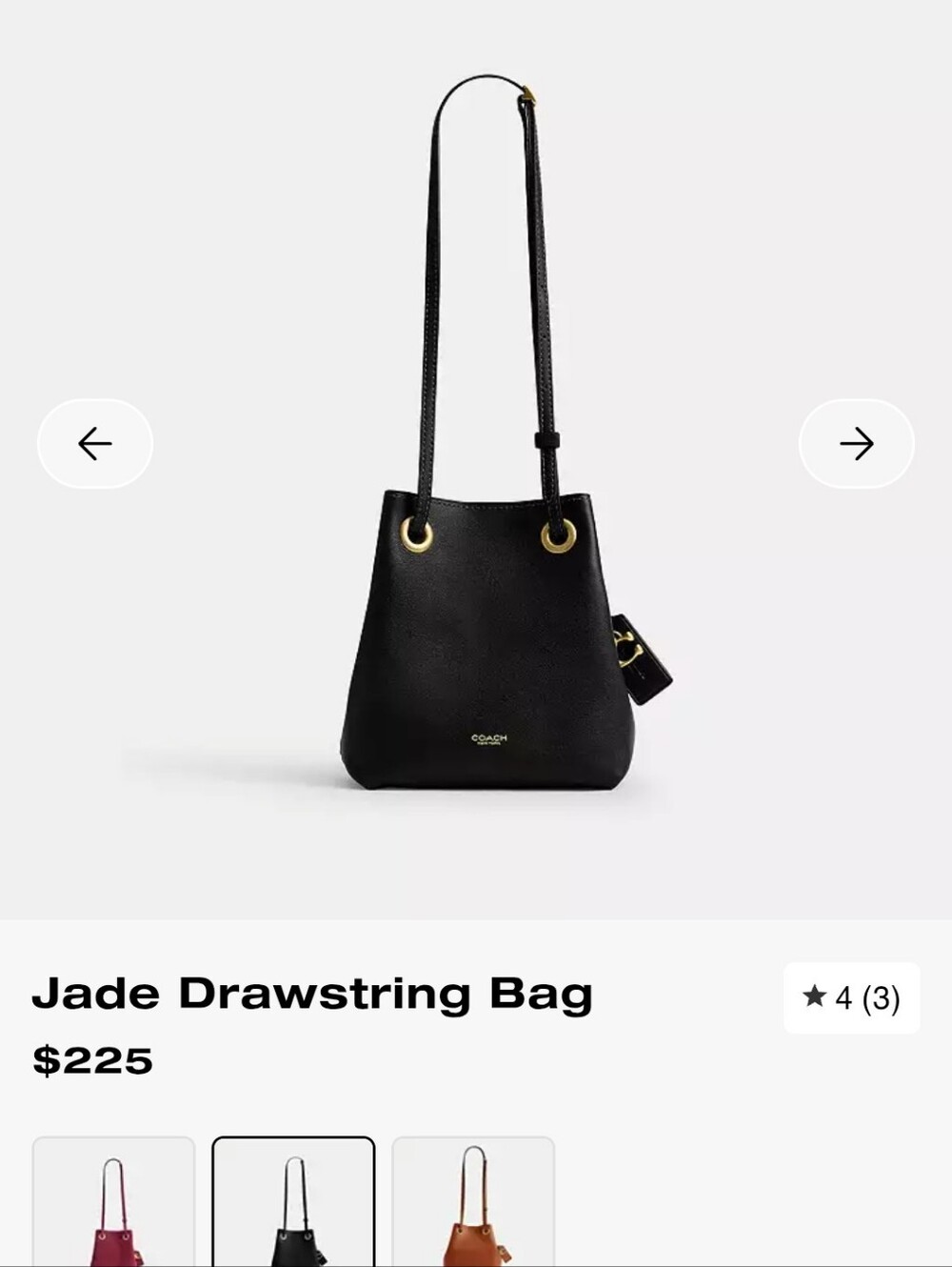 Coach Jade Black Leather Bucket Drawstring Crossbody with Gold Eyelets - Picture 12 of 14